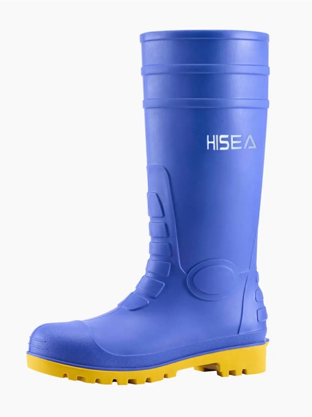 HISEA Men’s Steel Toe Rain Boots Blue Waterproof Safety Work Boots Size 8
